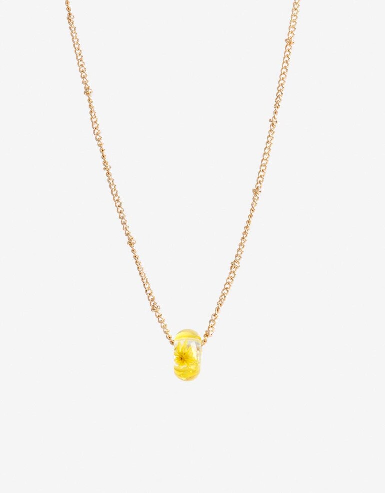 Cadena Corta con Dije Resina Collar Dije Flor Resina - Dorado