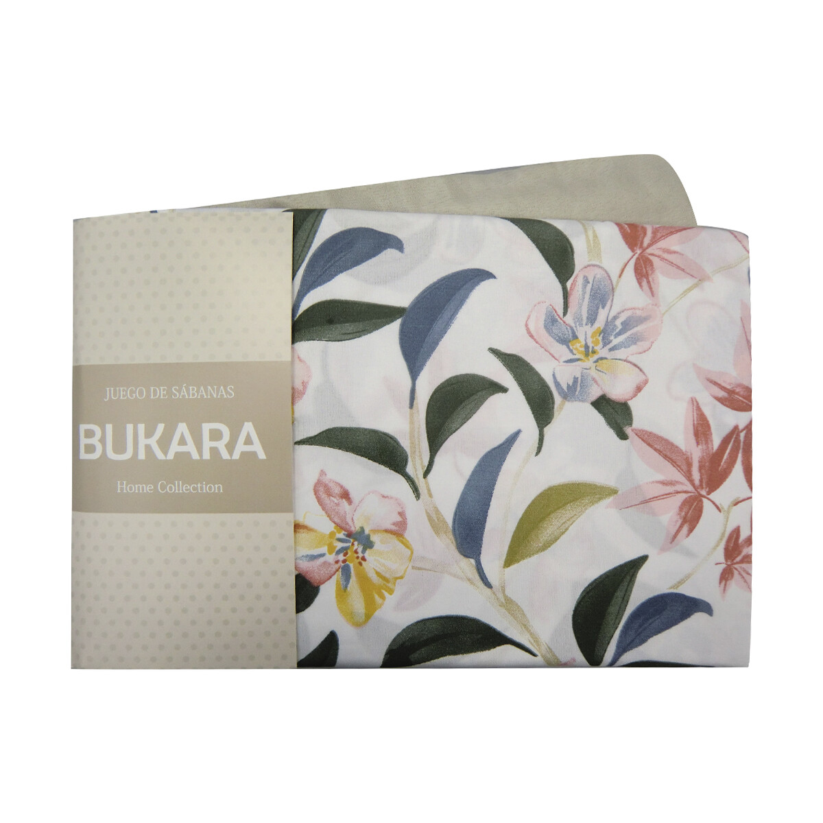 Juego Sábanas 1 Plaza Bukara 100% Microfibra - 244 FLORES BEIGE 