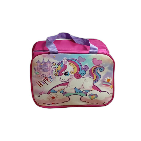 Mochila Escolar 3en1 Lunchera + Cartuchera Infantil Rosado Unicornio