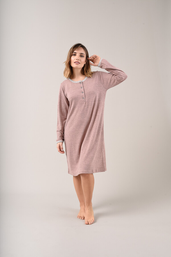 Camisón en Lanilla con Botones Beige