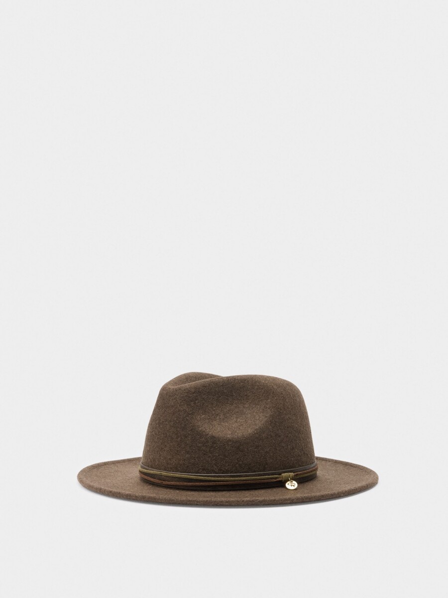 Sombrero De Lana Con Cintas marron