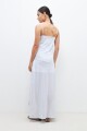 Maxi vestido a rayas con brillos celeste