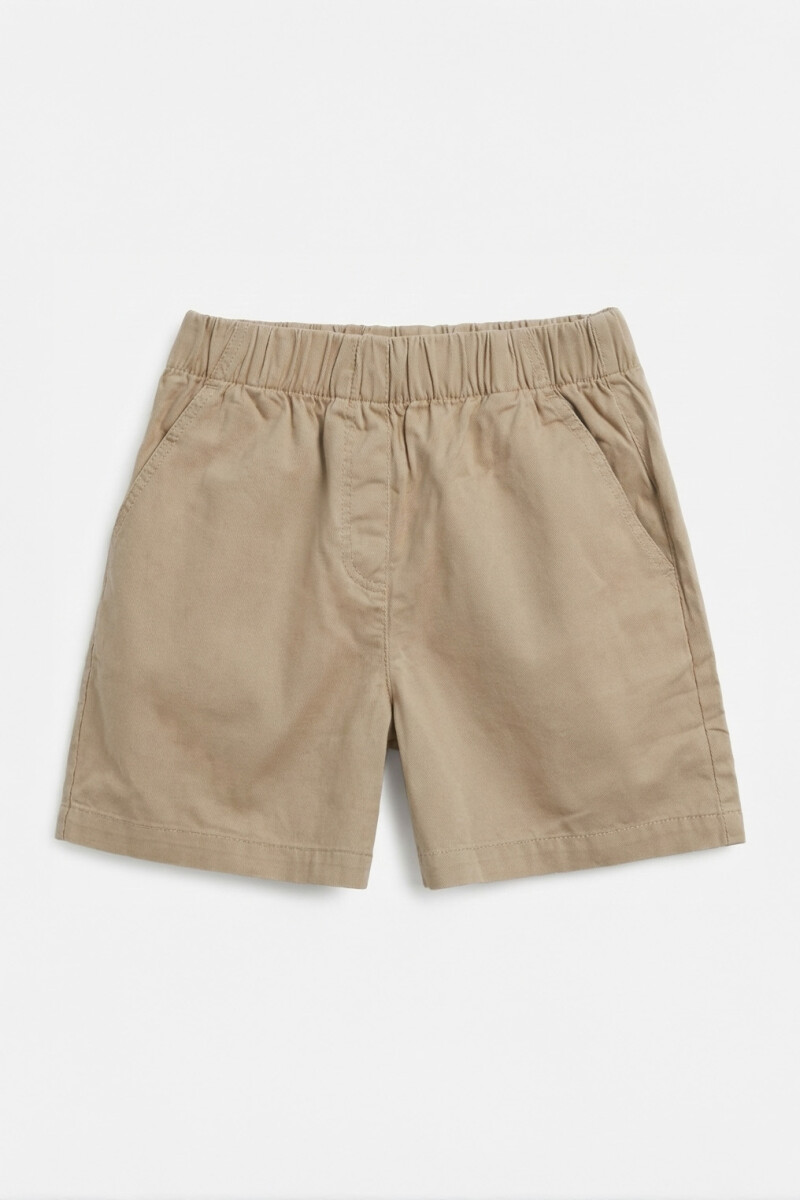 Short tipo gabardina con elastico - Beige 