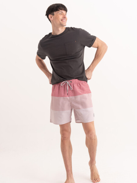 Short de baño bloques Rayado Coral