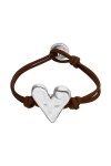 PULSERA DE CUERO NEGRO CON DETALLE DE CORAZÓN BAÑADO EN PLATA DE LEY Pulsera