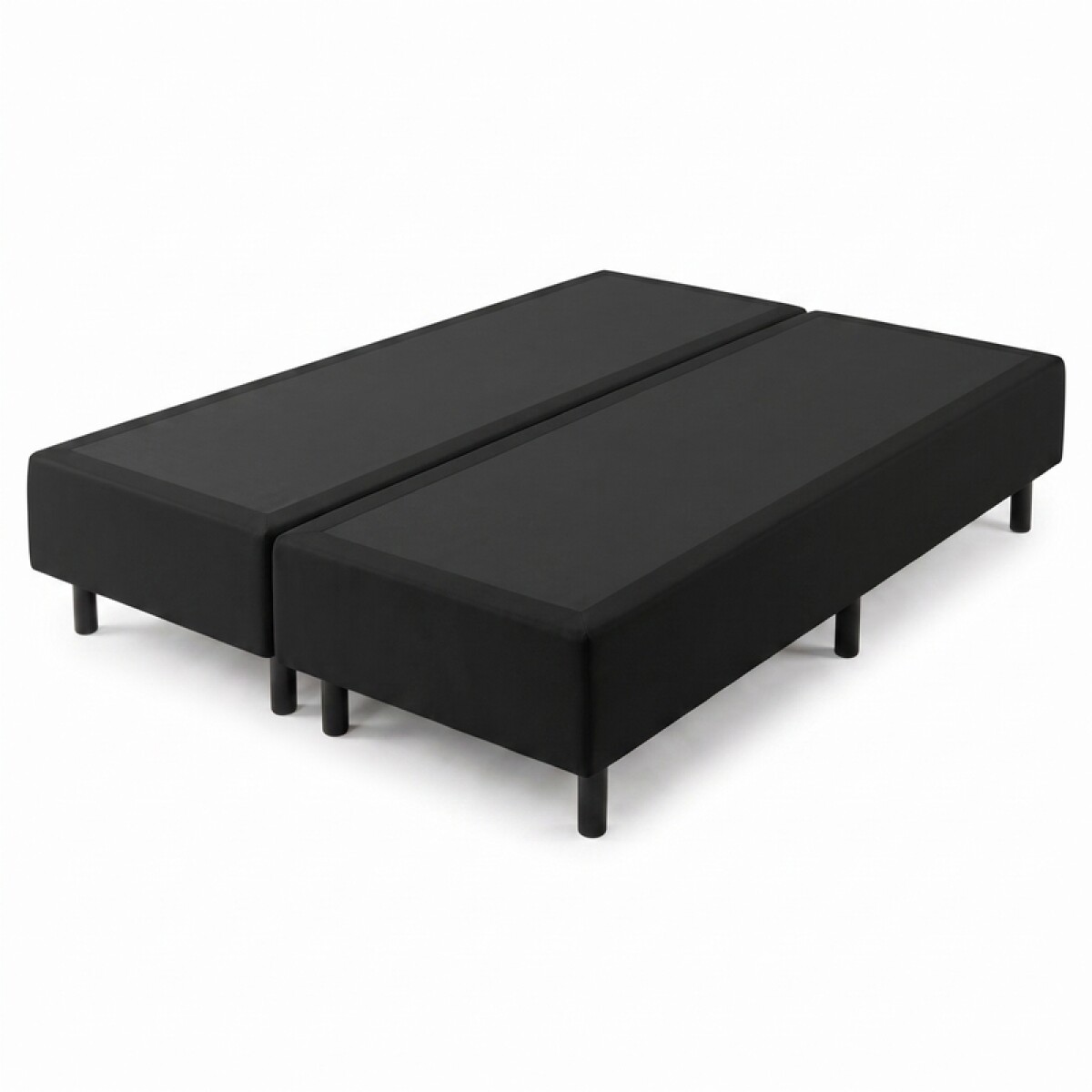 Base Box Sommier Tapizada Negra para Colchón - 138x188x35 Doble 