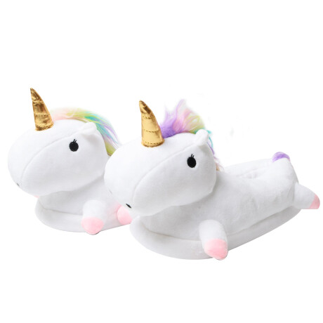 Pantuflas Unicornio Peluche Infantil 25 Al 33 Par Blanco