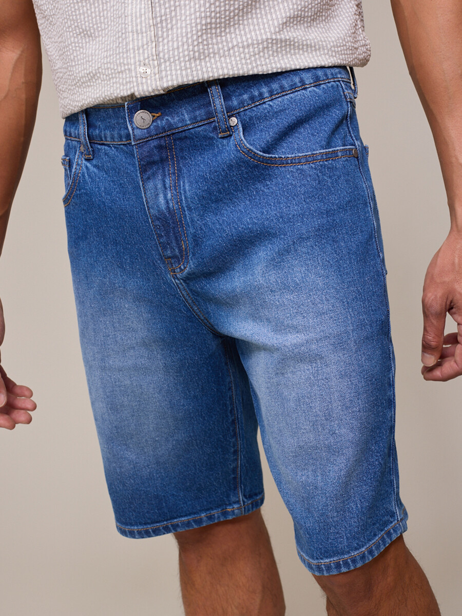 BERMUDA JEAN TIZINO POLANCO - Azul Medio 