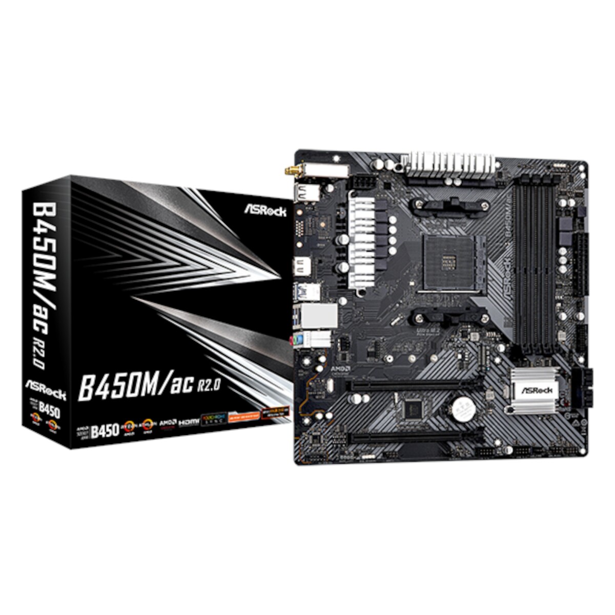 Asrock - Tarjeta Madre B450M-AC R2.0 - Socket AM4. DDR4 3200+ (Oc). Hdmi. 4 X SATA3, 1 X Ultra M.2. 