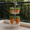 Porta Plantas de Metal Vintage de 2 Niveles – Soporte Decorativo para Macetas Porta Plantas de Metal Vintage de 2 Niveles – Soporte Decorativo para Macetas