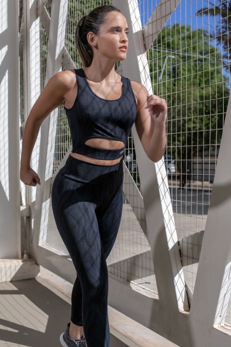 Top Estampado. - Negro 