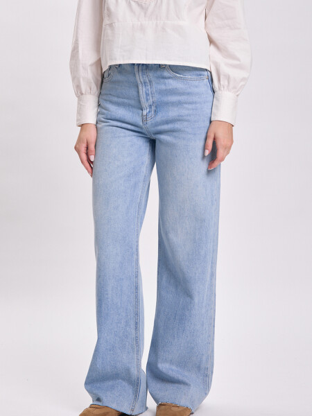 Pantalón jean wide leg Azul Claro