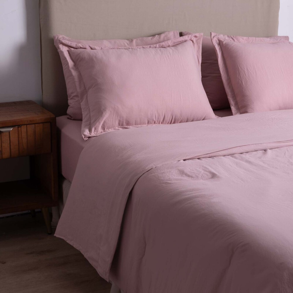 SET ACOLCHADO 1 1/2 PLAZA POLIESTER ROSA PREWASHED