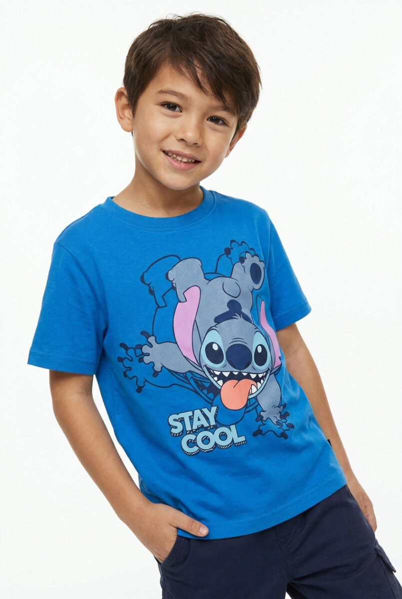 Remera m/c niño STITCH - Azul 