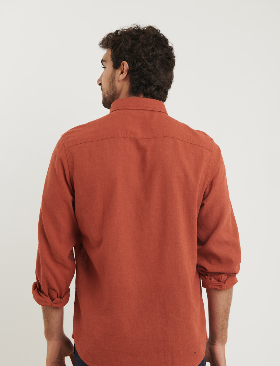 011665 CAMISA DE LINO HARRINGTON LABEL Ladrillo