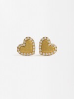 Pendientes Corazón Con Circonitas - Plata De Ley 925 dorado