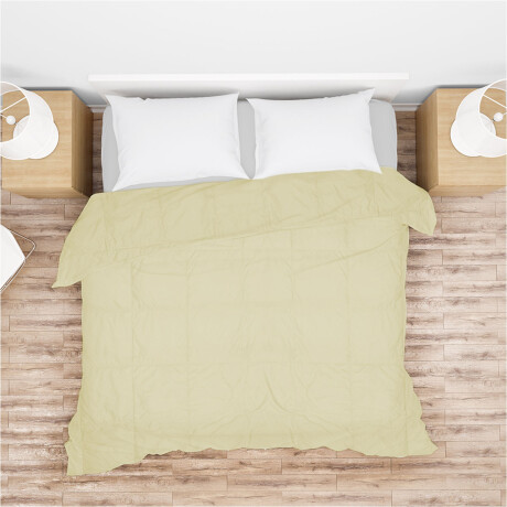 Set Invierno Acolchado Plumas King + Manta Frazada Polar Beige