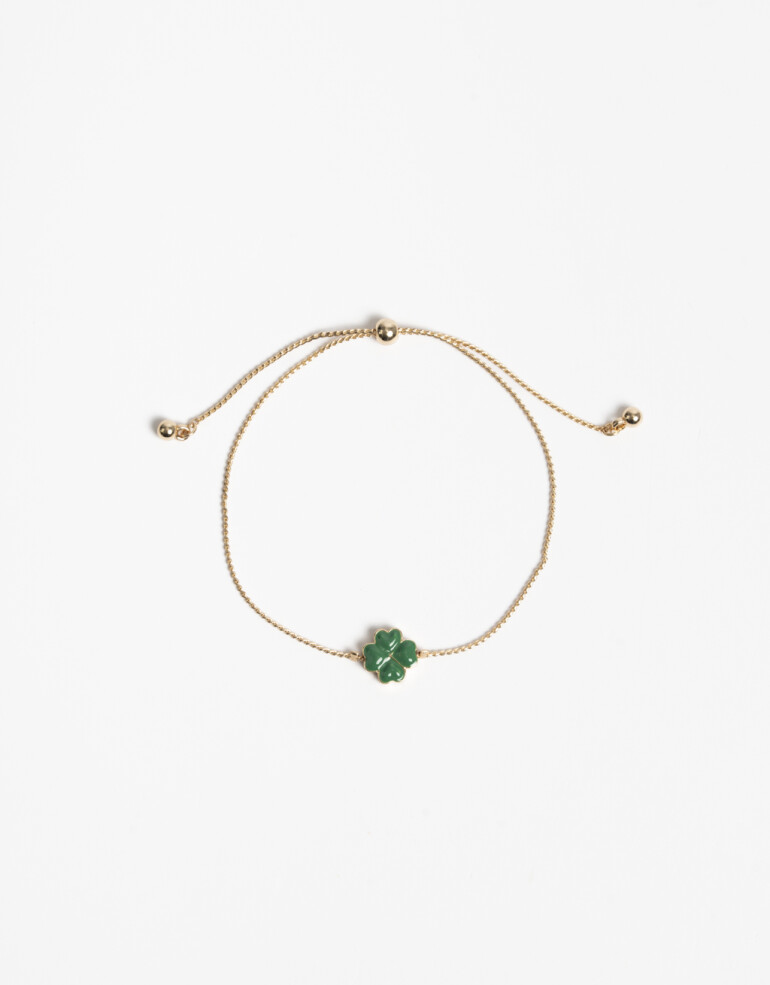 Pulseras Flexibles Con Dijes Pulsera Flexible Dije Trébol - Dorado