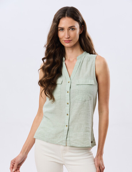 CAMISA DE LINO Menta