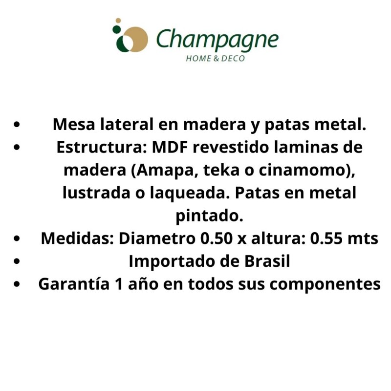 MESA LATERAL REDONDA - BASE LACA GRAFITO - TAPA TECA MESA LATERAL REDONDA - BASE LACA GRAFITO - TAPA TECA