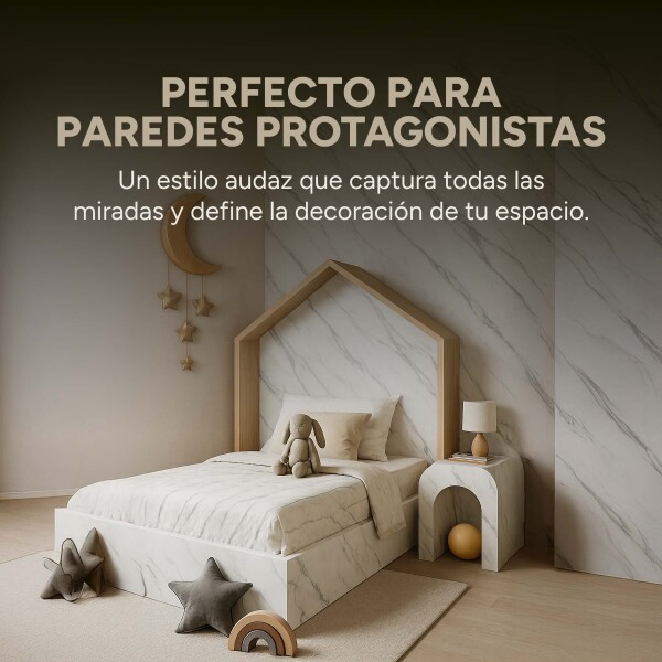 Placa PVC Símil Mármol 2,44 x 1,22 m Diseño Blanco Veteado