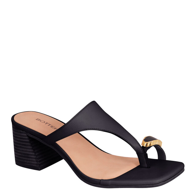 Sandalias de Mujer Bottero Taco Y Aplique Negro