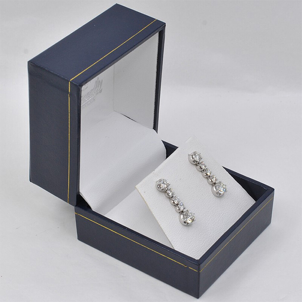 Par De Caravanas En Diamantes 2,10 Ct Y Oro Blanco 18K. Circa 1960-1980´S Par De Caravanas En Diamantes 2,10 Ct Y Oro Blanco 18K. Circa 1960-1980´S