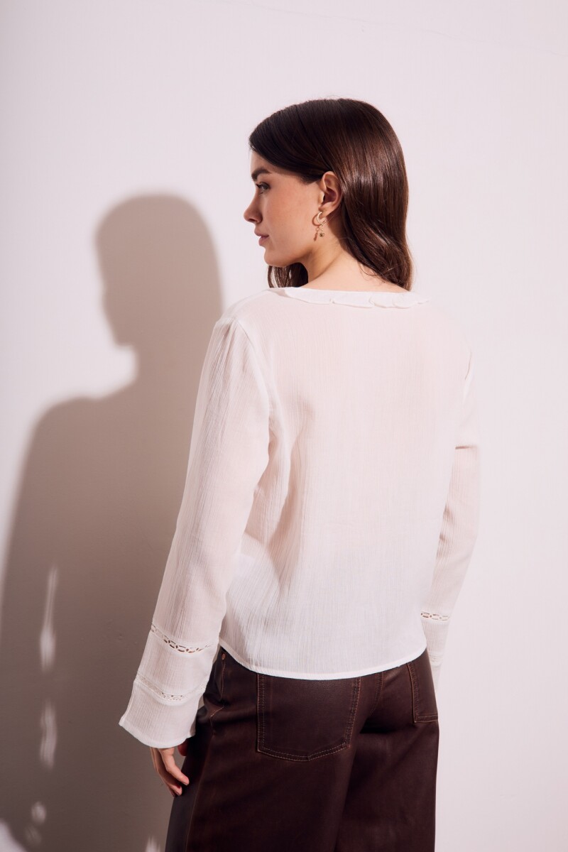 Blusa Encajes Algodón Nácar