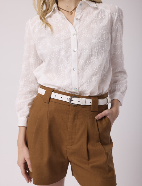 Short lino sastrero tostado