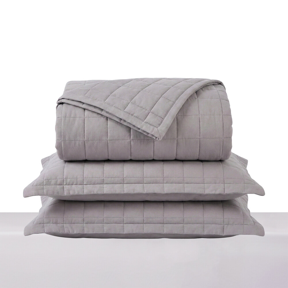 Acolchado mas Fundas Queen - Basic 200 Hilos Gris