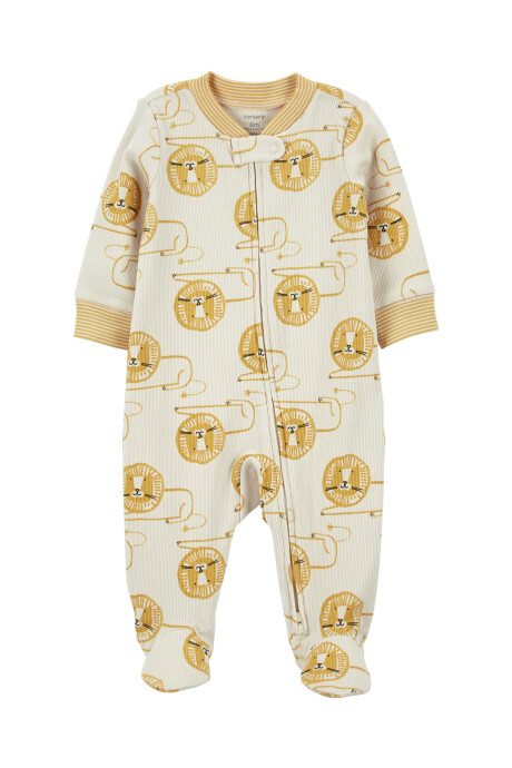 Pijama una pieza de algodón con pie, diseño león Sin color
