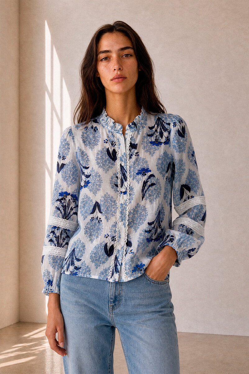 CAMISA DAMASCO - AZUL 