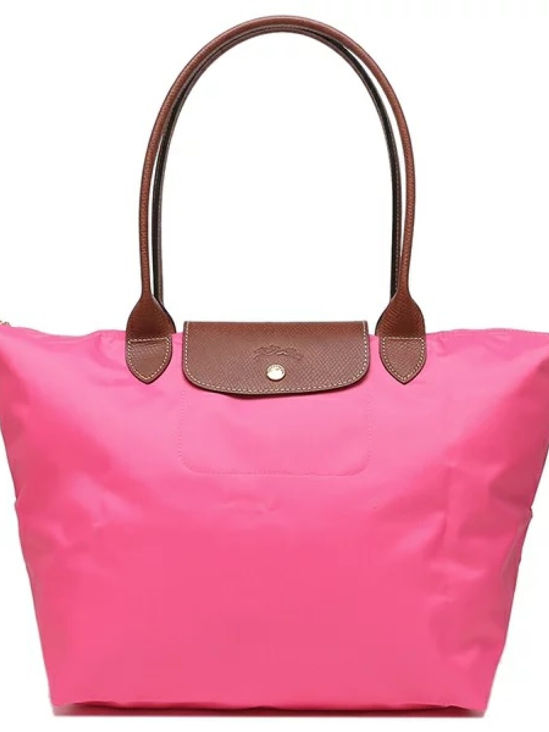 Longchamp -Cartera Longchamp plegable de nylon con cierre y asa larga, Le pliage L Fucsia