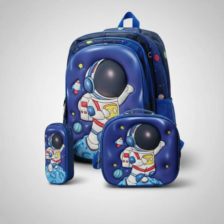 Set Mochila Lonchera Cartuchera Escolar 3 Piezas Azul