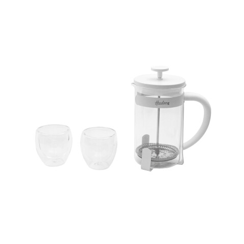 Set Hudson Cafetera Embolo 600 Ml + 2 Vasos Hudson Oficial Set Hudson Cafetera Embolo 600 Ml + 2 Vasos Hudson Oficial