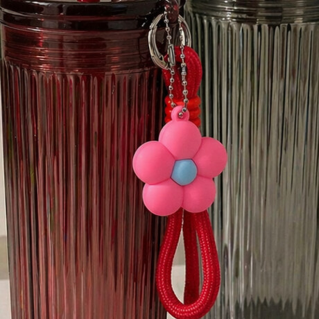 Vaso acrílico con sorbito y colgante flor 750ml Rosado