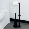 Porta rollo papel y escobilla cepillo limpia inodoro baño negro Porta rollo papel y escobilla cepillo limpia inodoro baño negro