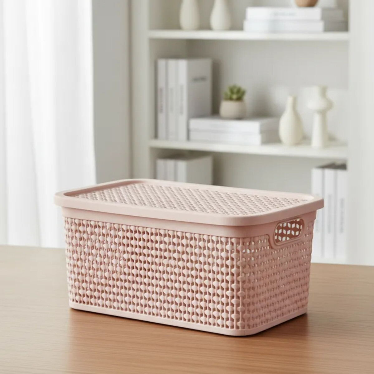 Caja simil ratán 4 lts - ROSADO 