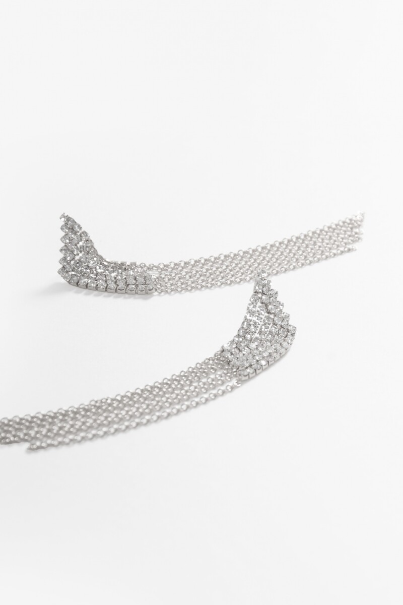 Caravanas strass cadena plateado