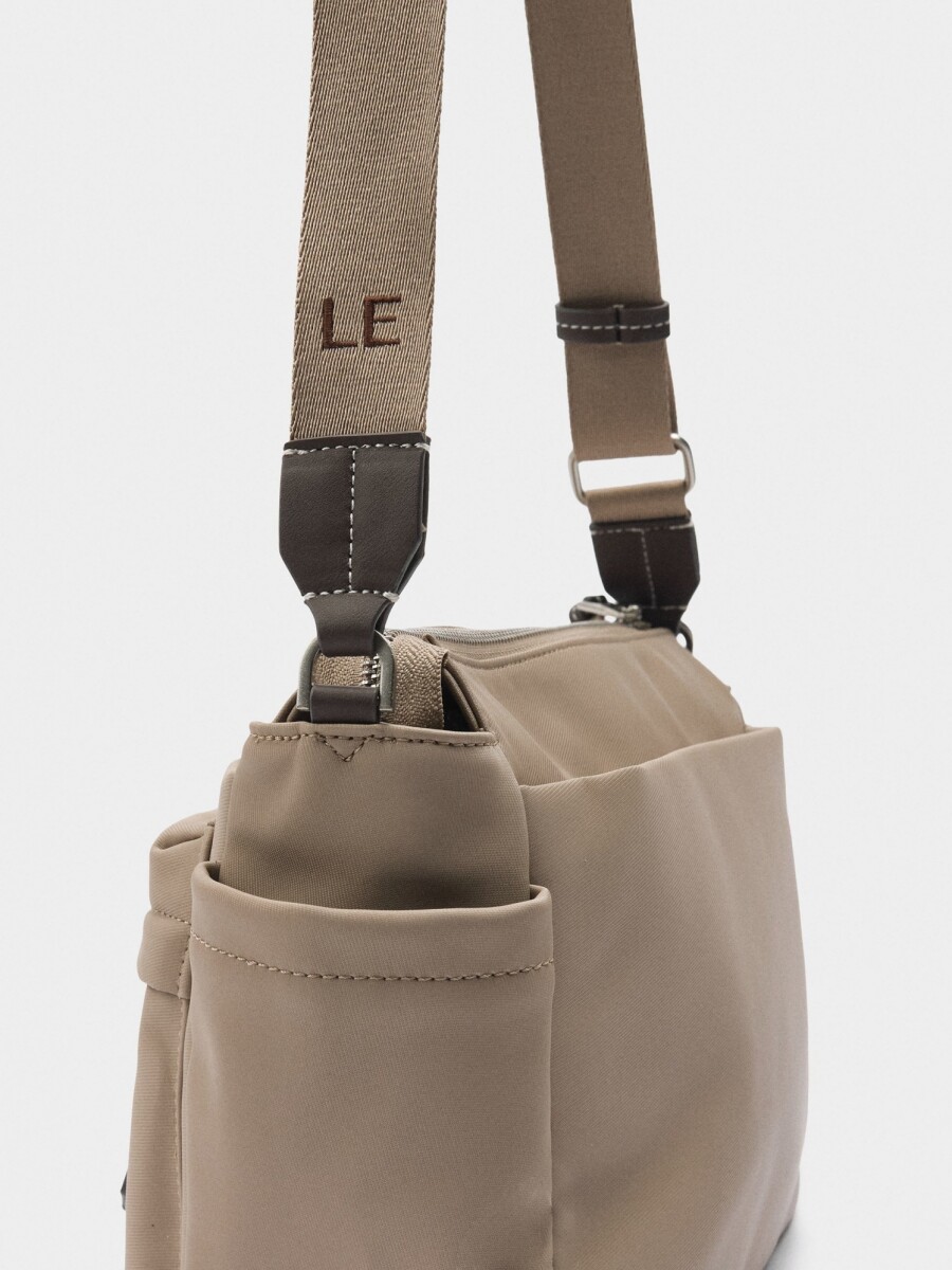 Bolso Bandolera Efecto Nylon taupe