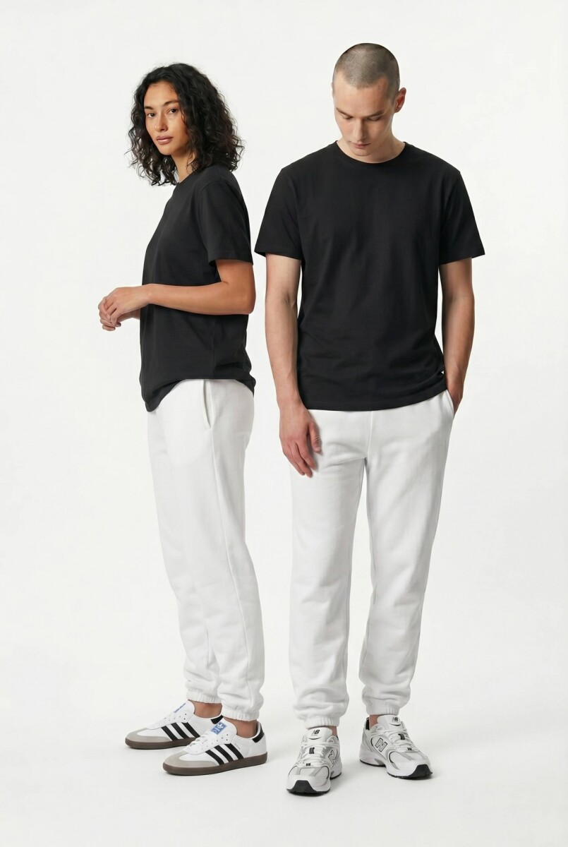 Pantalón dep clásico c/puños elásticos - UNISEX - Blanco 