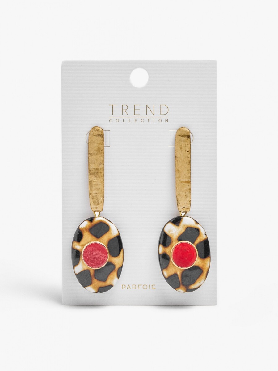 Pendientes Maxi Con Piedra Y Resina multicolor