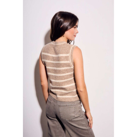 Chaleco Rayado Beige Melange