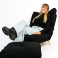 Poltrona Reclinable Con Puff Apoyapies Tapizado Negro