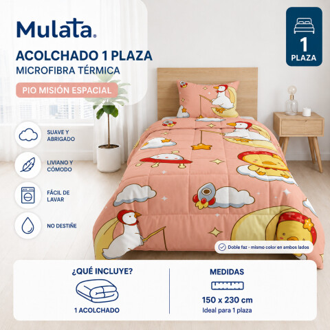 Acolchado 1 Plaza Doble Faz Microfibra Térmico 150 x 230cm - Pio Misión Espacial Acolchado 1 Plaza Doble Faz Microfibra Térmico 150 x 230cm - Pio Misión Espacial