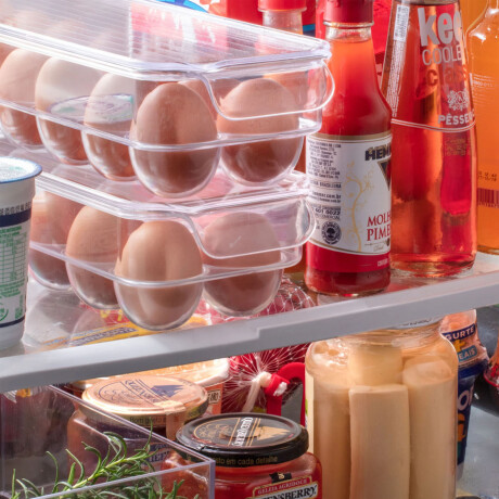 Organizador 14 Huevos Huevera c/Tapa Diamond Heladera Cocina Transparente