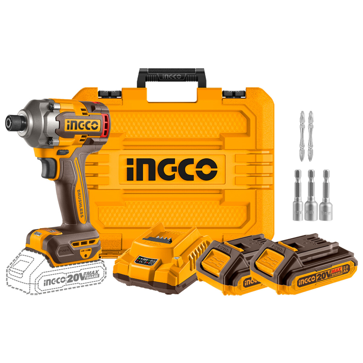 Llave de Impacto Ingco CIRLI2028 20V con Accesorios 