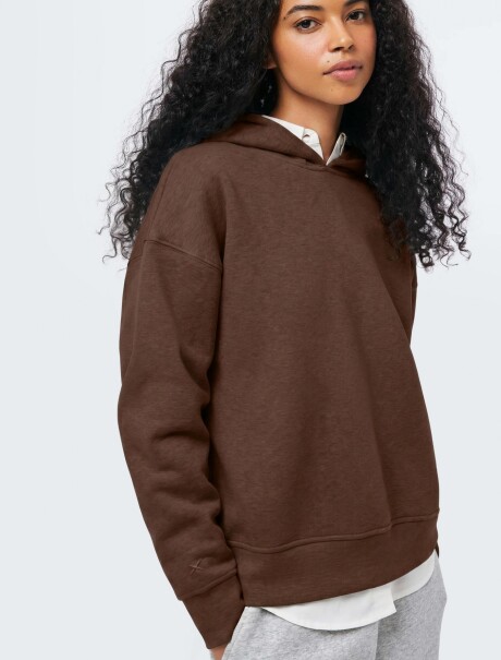 SUDADERA CON CAPUCHA DE FELPA MARRÓN
