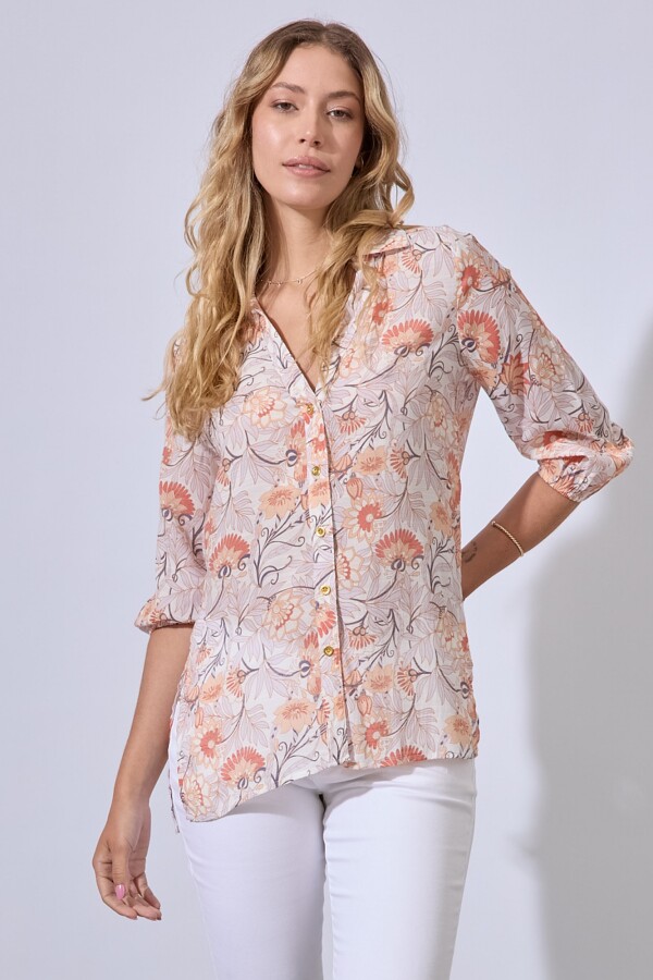 Camisa Gasa Flores MULTI/ROSA