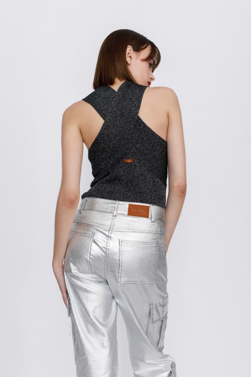Top Rouge Plata Lurex